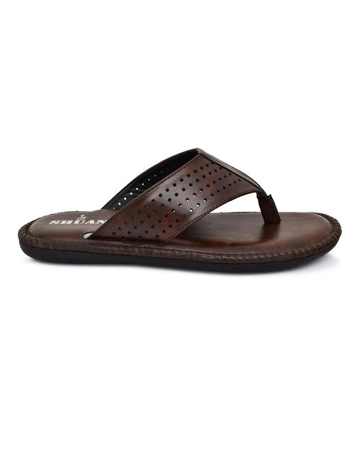 brown leatherette slip on flip flops - 18416753 - Standard Image - 0