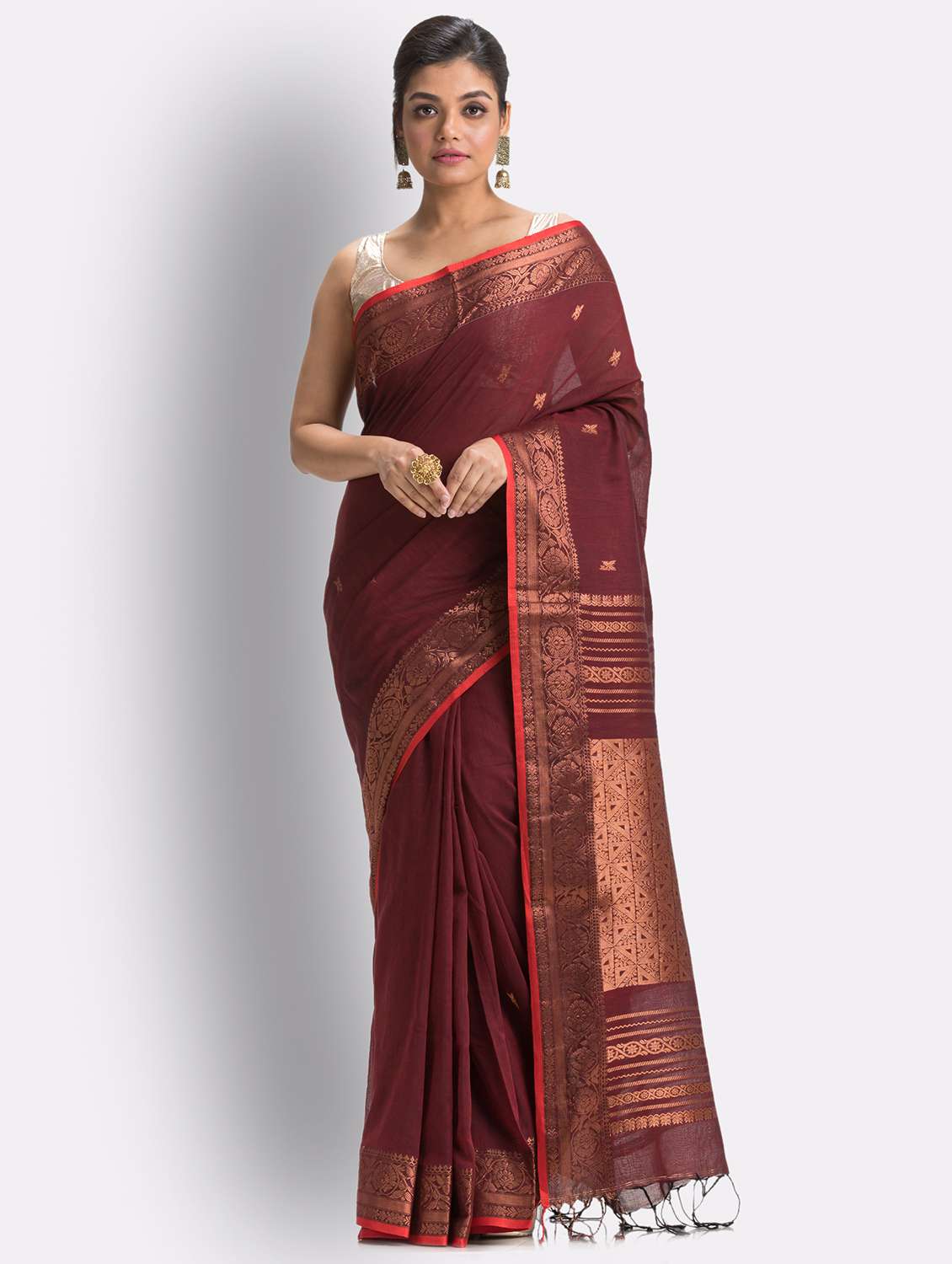 self design woven saree with blouse