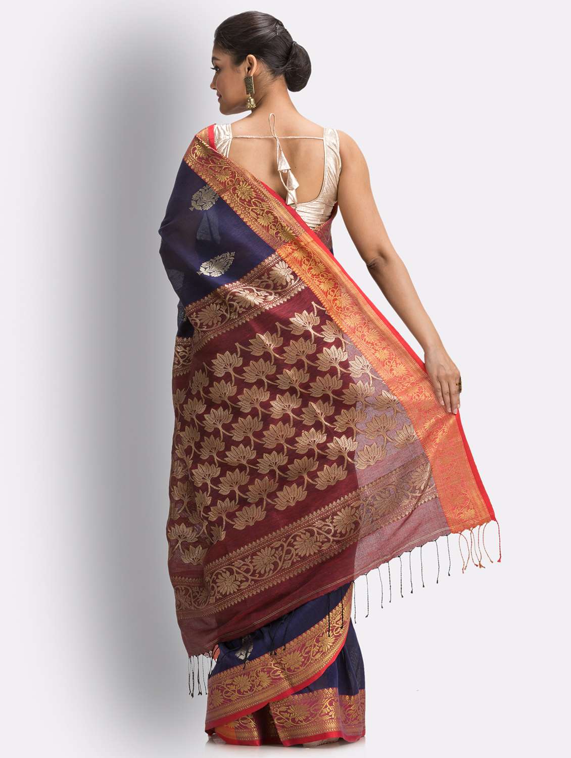self design woven saree with blouse - 18416849 -  Standard Image - 1