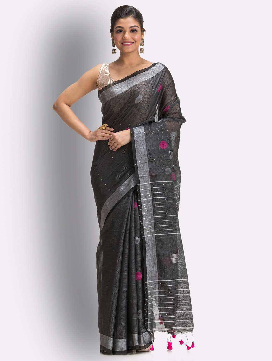 women's null black colored saree with blouse