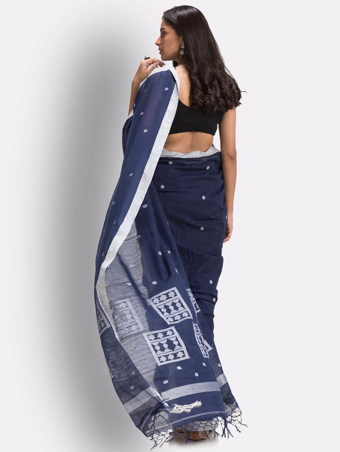 women's null navy blue colored saree - 18416888 -  Standard Image - 1