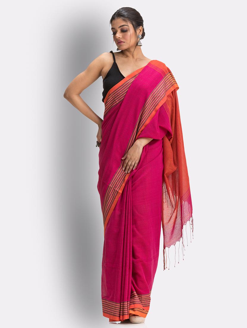 pink handloom saree with blouse