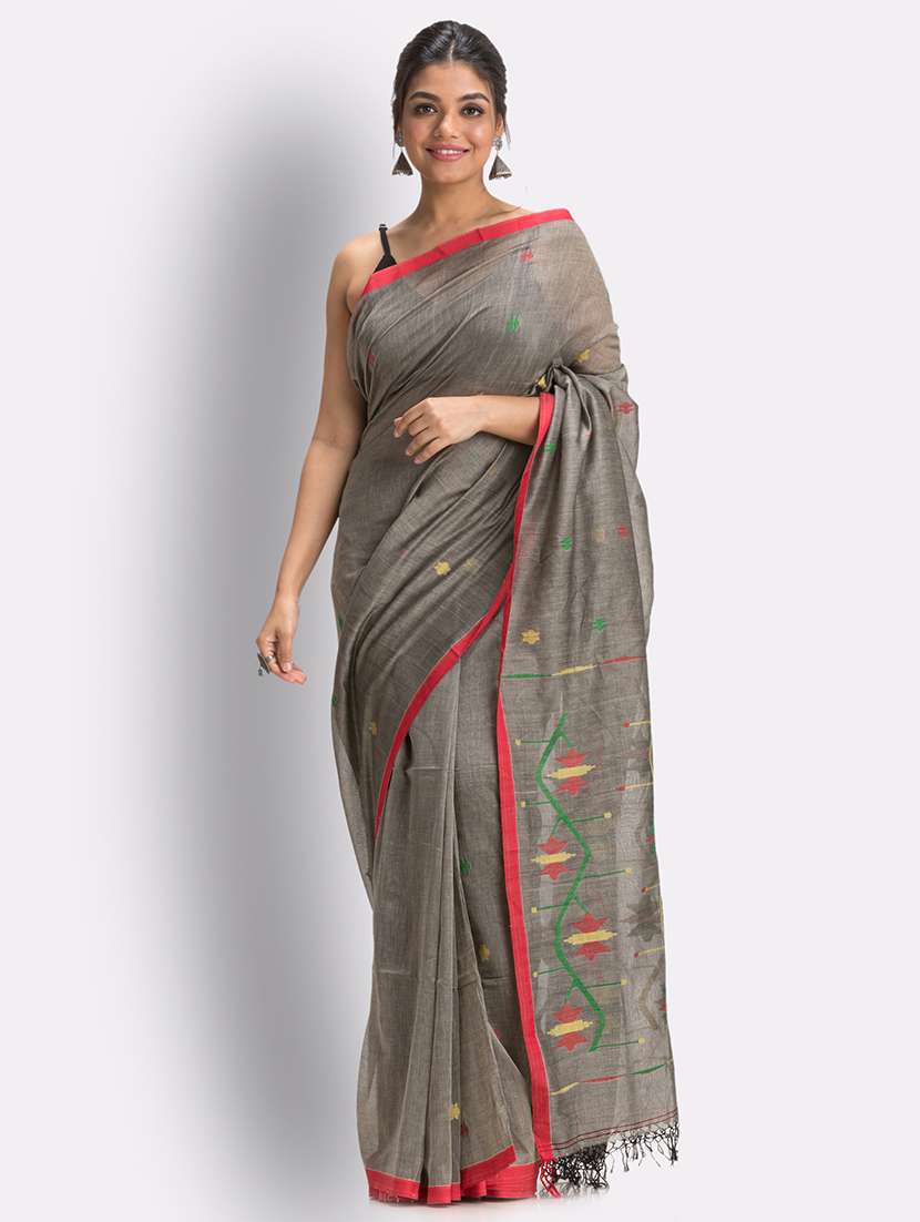 grey handloom saree with blouse