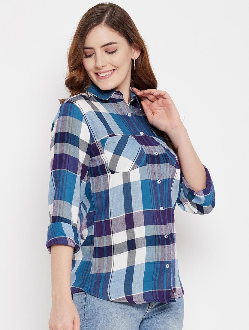 curved hem checkered shirt - 18417233 -  Standard Image - 1