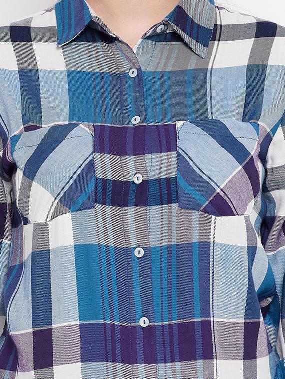 curved hem checkered shirt - 18417233 - Standard Image - 4