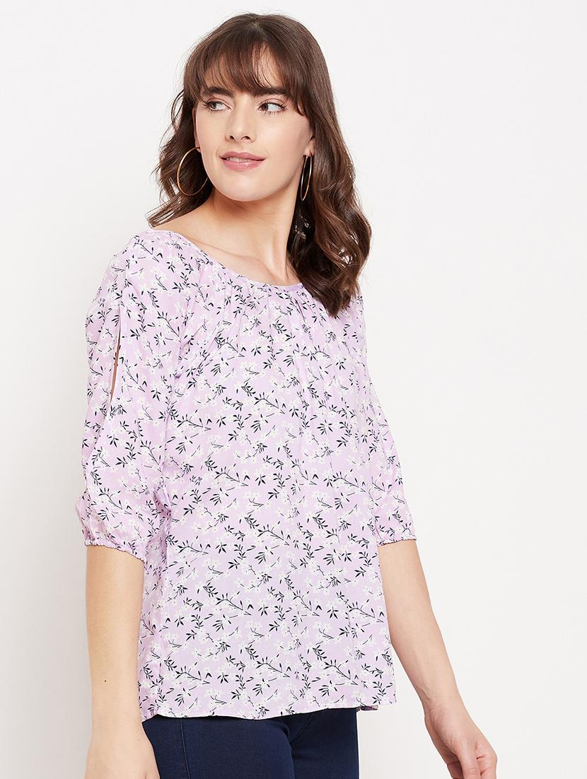 round neck printed top - 18417248 - Standard Image - 1