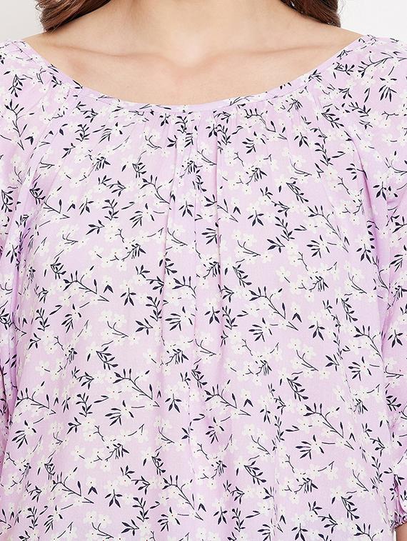 round neck printed top - 18417248 - Standard Image - 4