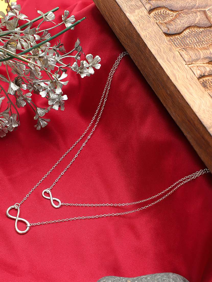 double layered silver lucky infinity necklace