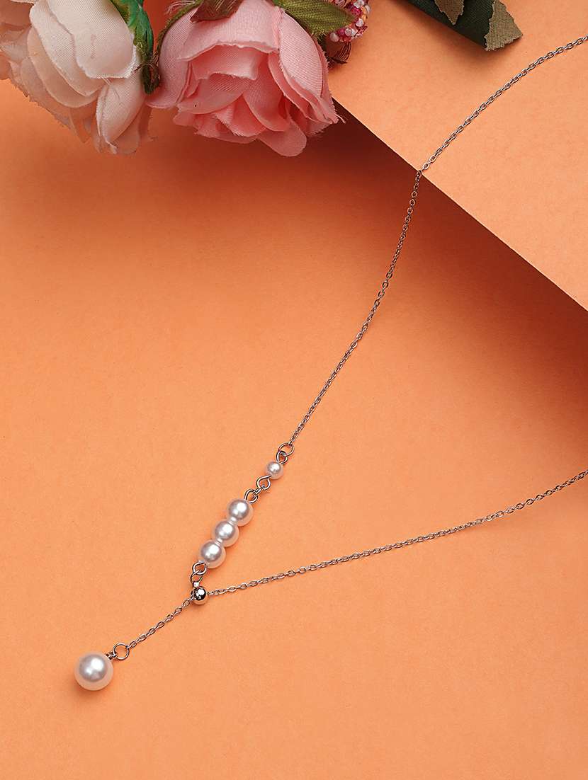 silver pearl pendant necklace