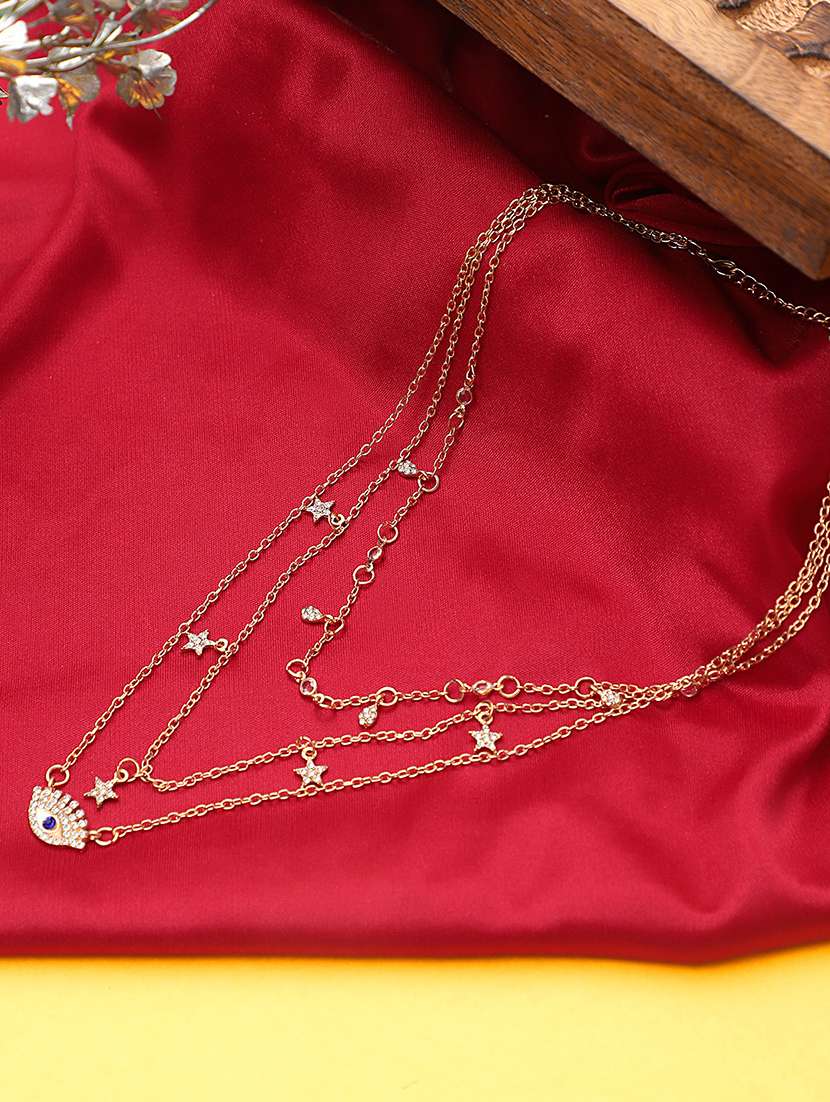 multilayered evil eye crystal statement necklace