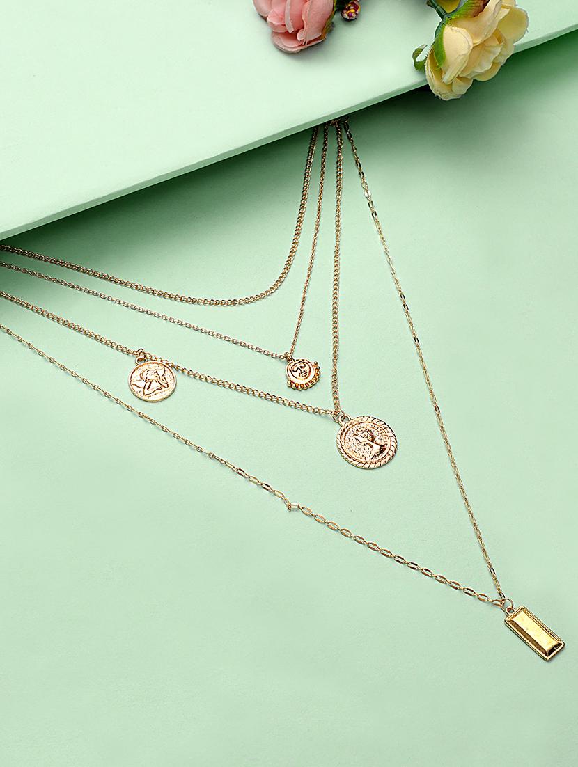 gold-plated multiple coins multilayered necklace