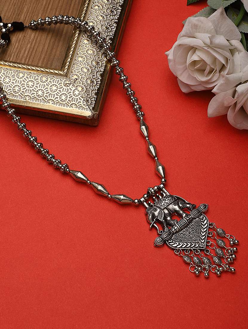 long silver necklace