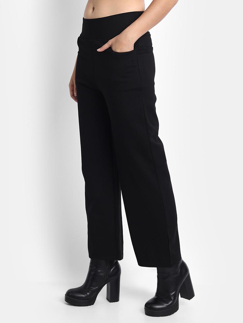 high rise solid flat front trouser - 18417346 -  Standard Image - 1