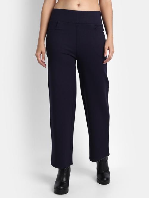 high rise solid flat front trouser - 18417348 - Standard Image - 0