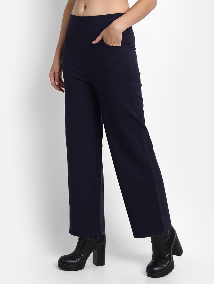 high rise solid flat front trouser - 18417348 -  Standard Image - 1