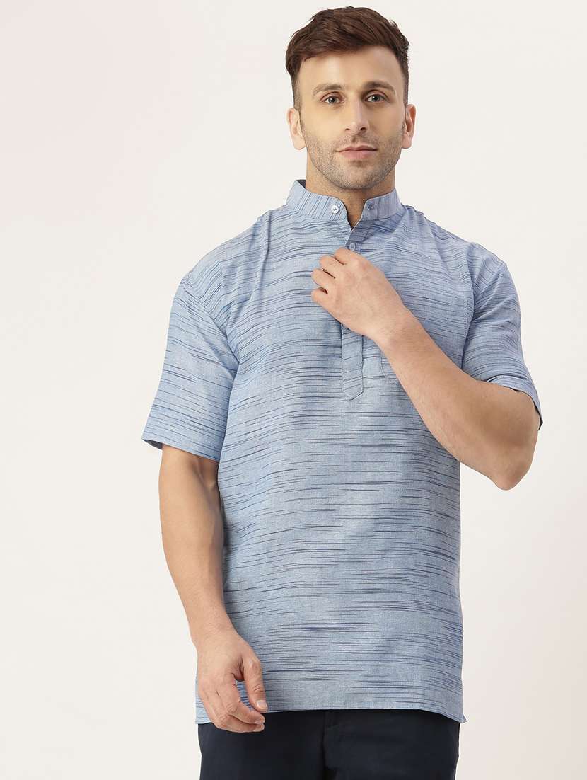 blue solid short  kurta
