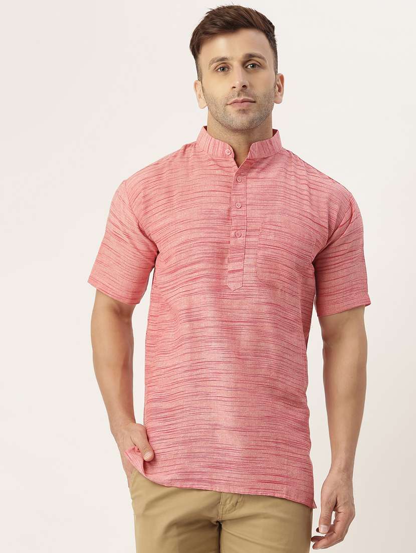 pink solid short kurta