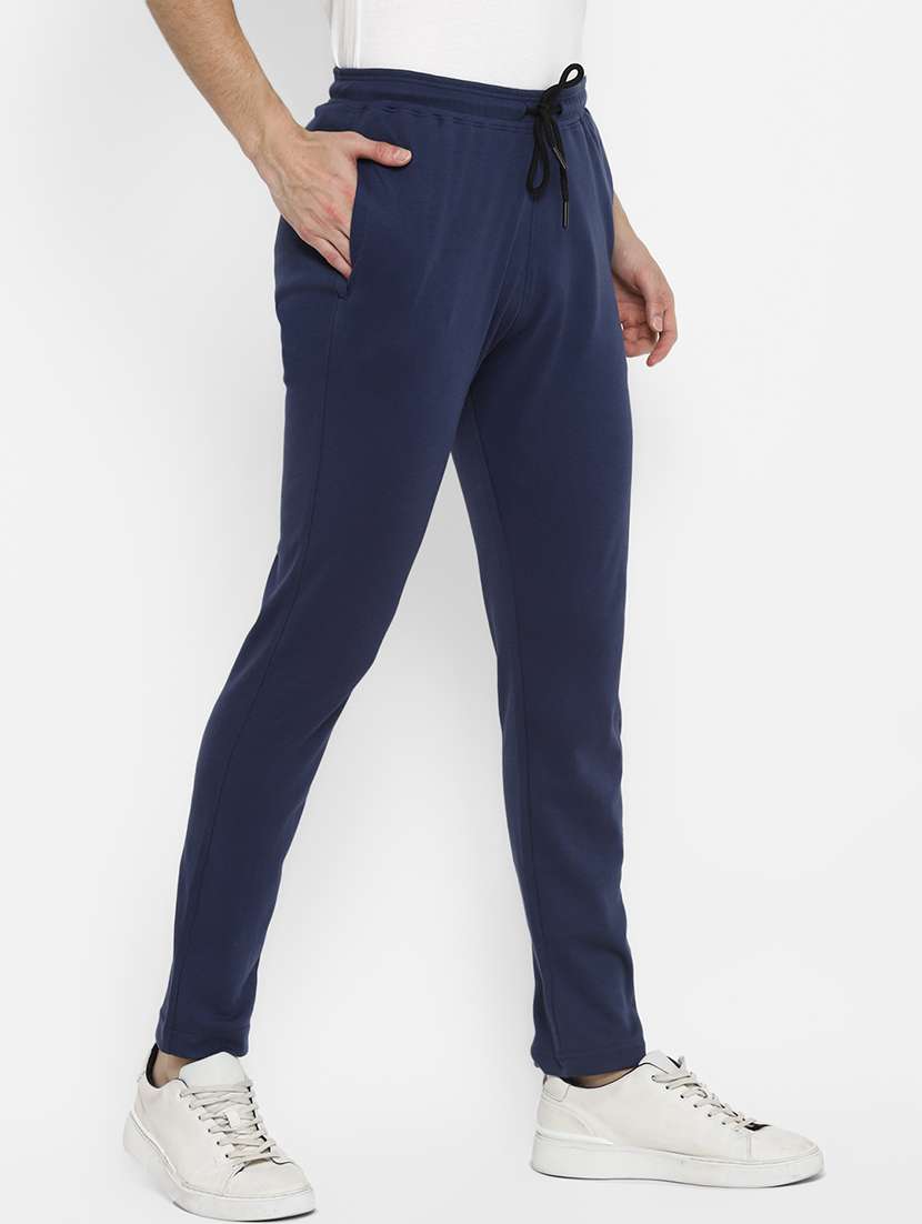 navy blue printed full length track pant - 18417504 - Standard Image - 1