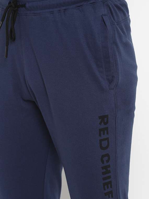 navy blue printed full length track pant - 18417504 - Standard Image - 4