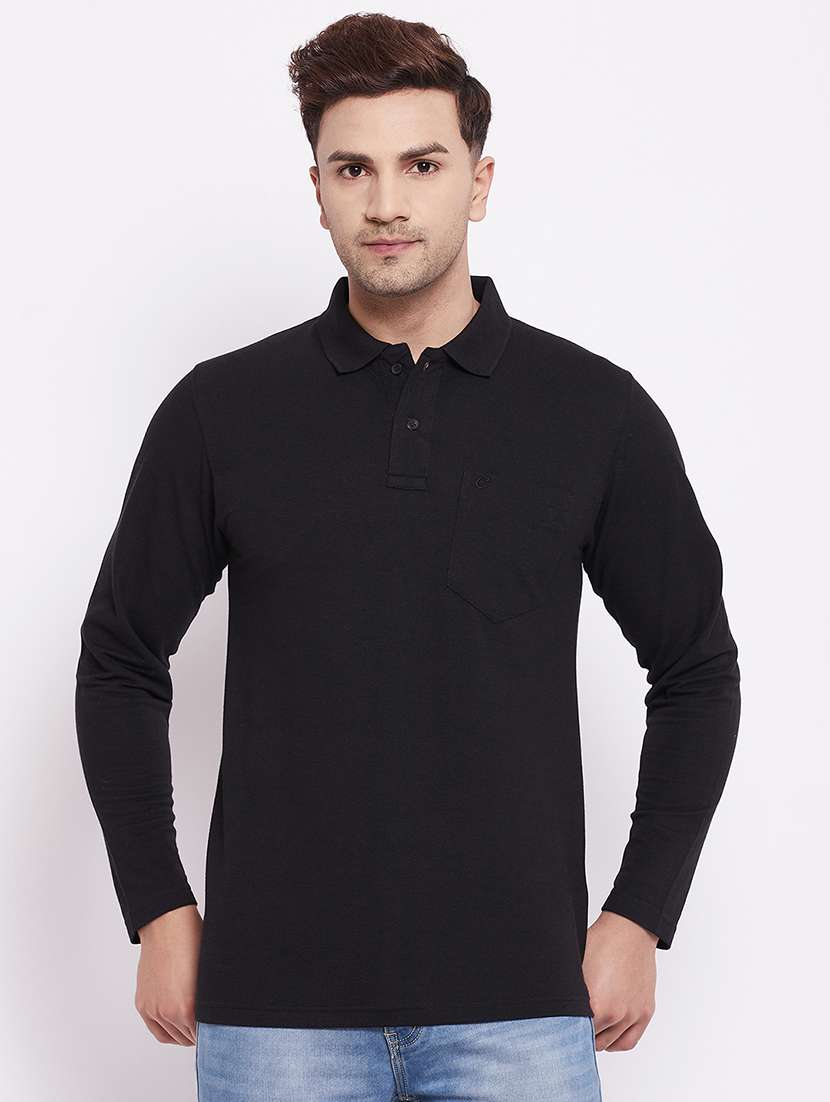 men black regular fit polo t-shirt 