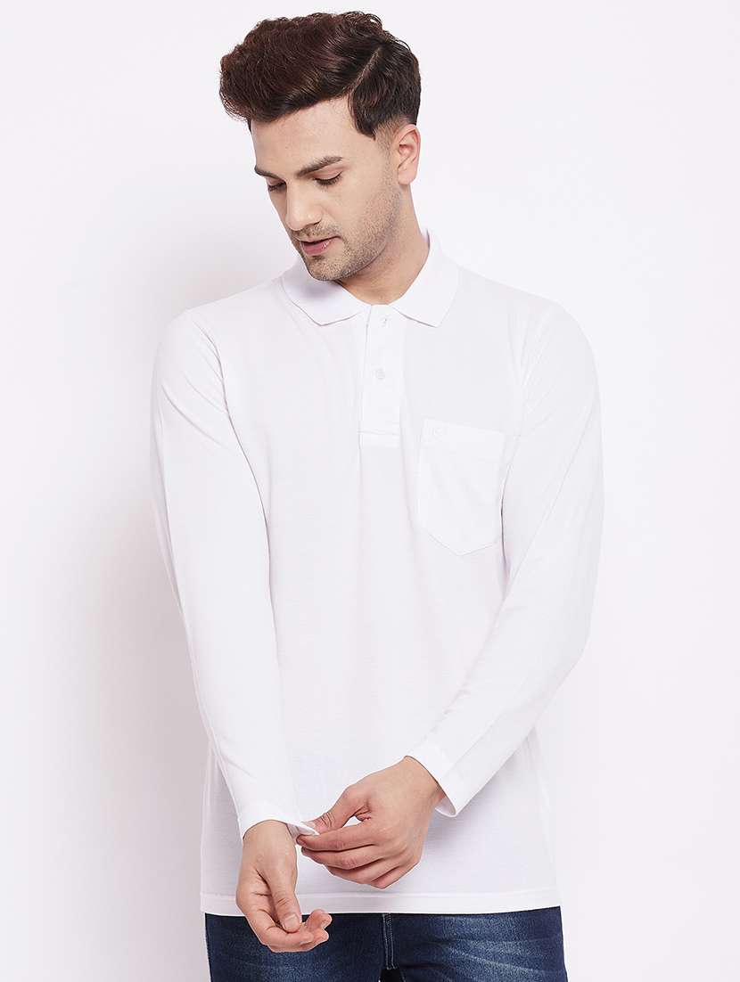 white solid polo t-shirt