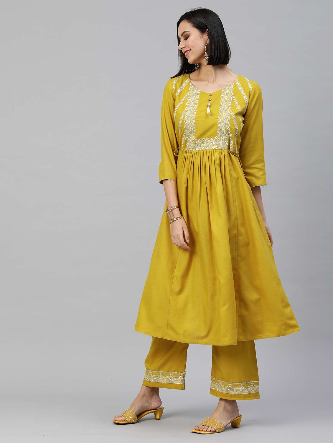 women kurta palazzo set with dupatta - 18418170 - Standard Image - 1