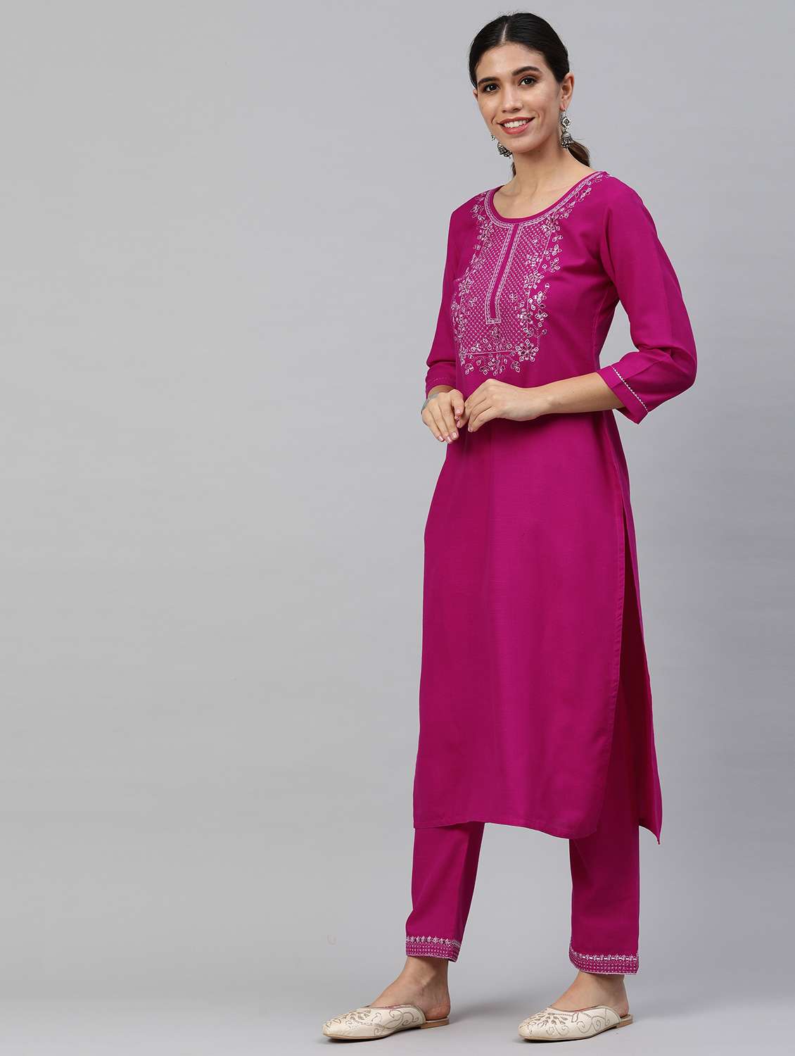 pink cotton blend kurta pant  set - 18418175 -  Standard Image - 1