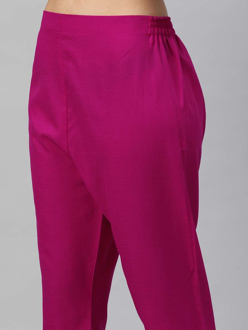 pink cotton blend kurta pant set - 18418175 - Standard Image - 4