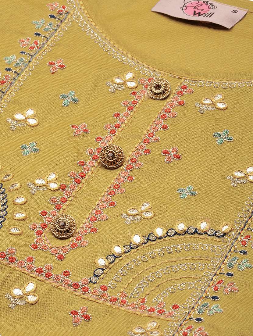yellow cotton blend kurta sharara set - 18418178 - Standard Image - 4