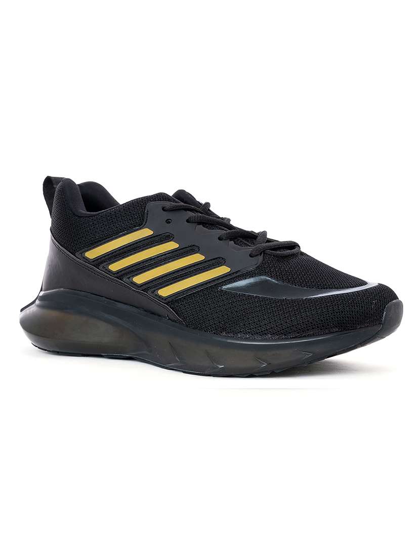 black fabric sport shoes