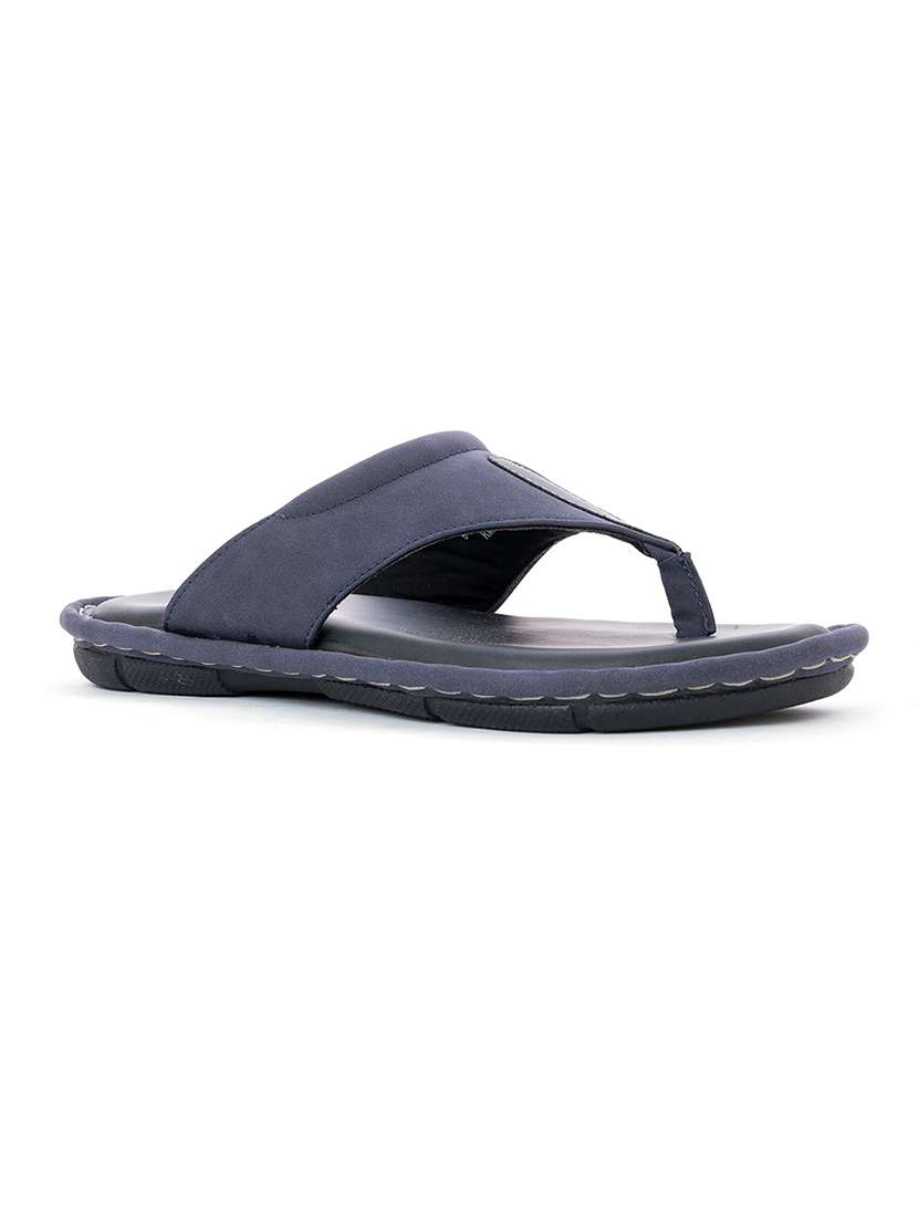 navy synthetic & mesh slip on flip flops