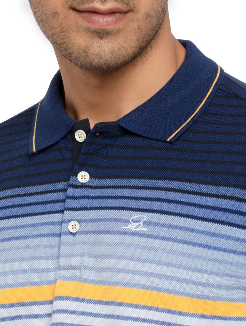 navy-blue striped polo t-shirt - 18418385 - Standard Image - 4