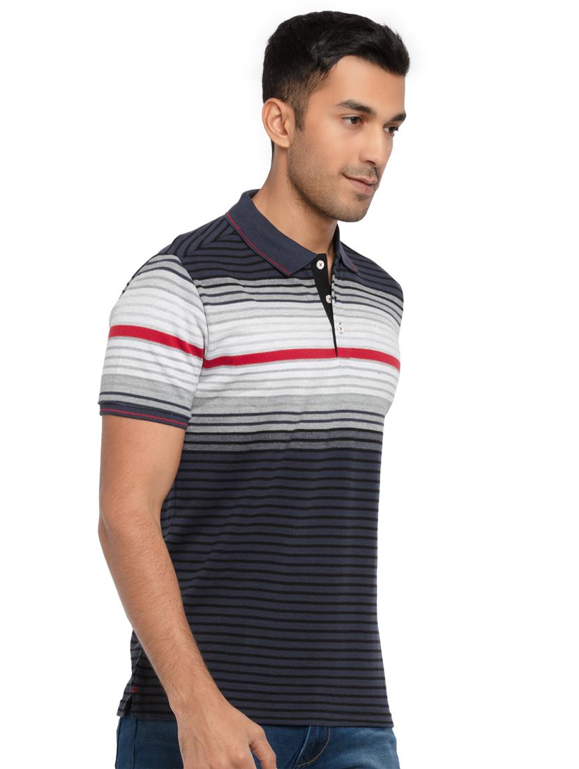 grey striped polo t-shirt - 18418386 -  Standard Image - 1