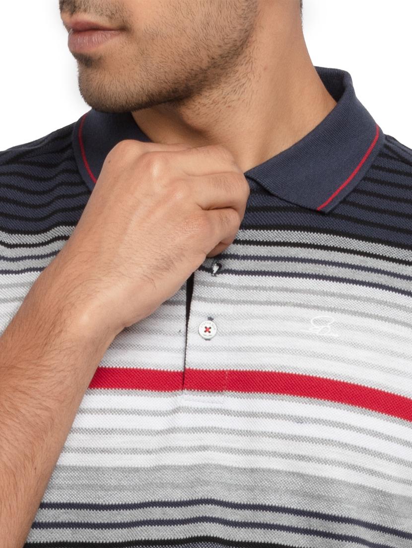 grey striped polo t-shirt - 18418386 - Standard Image - 4