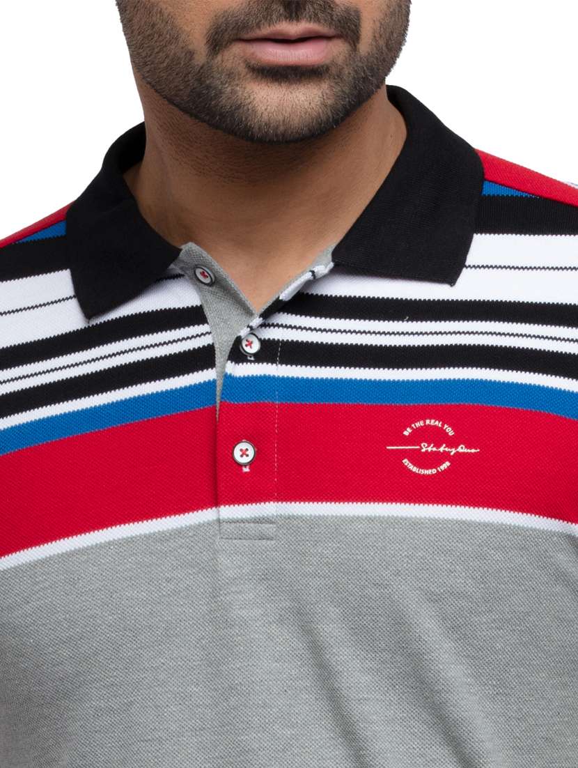grey striped polo t-shirt - 18418396 - Standard Image - 4