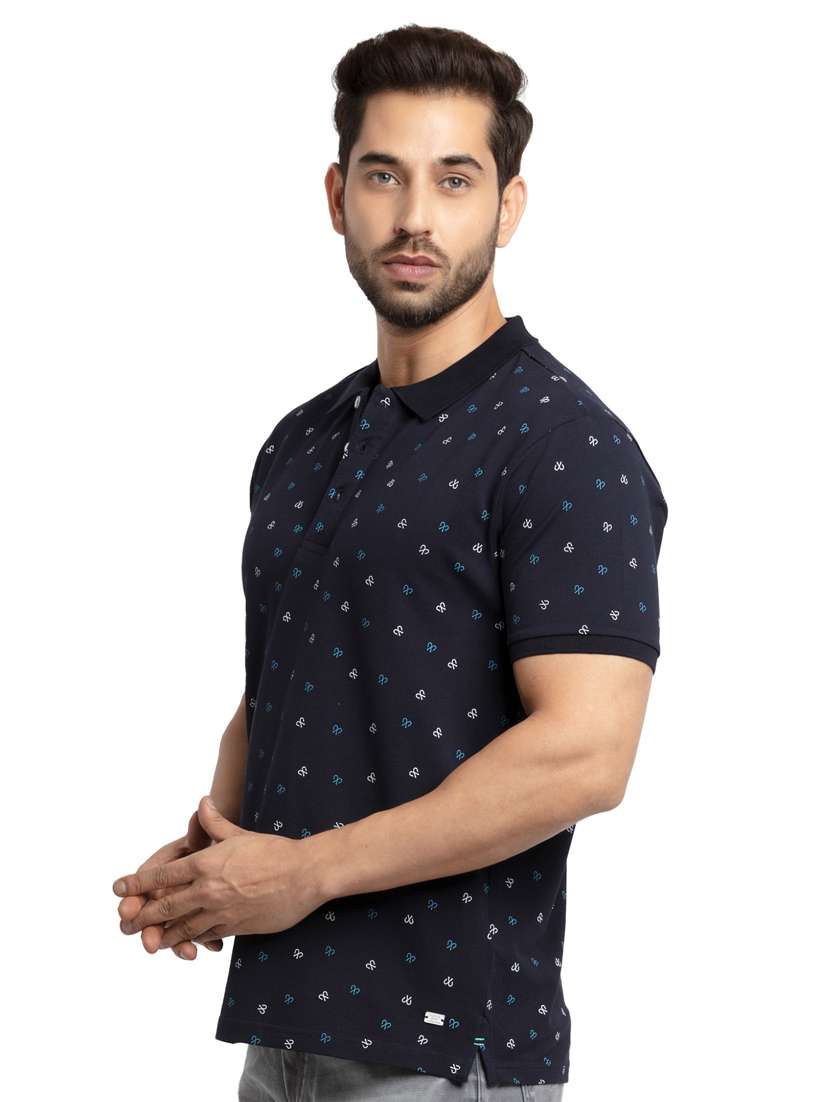 navy blue printed polo t-shirt - 18418410 -  Standard Image - 1