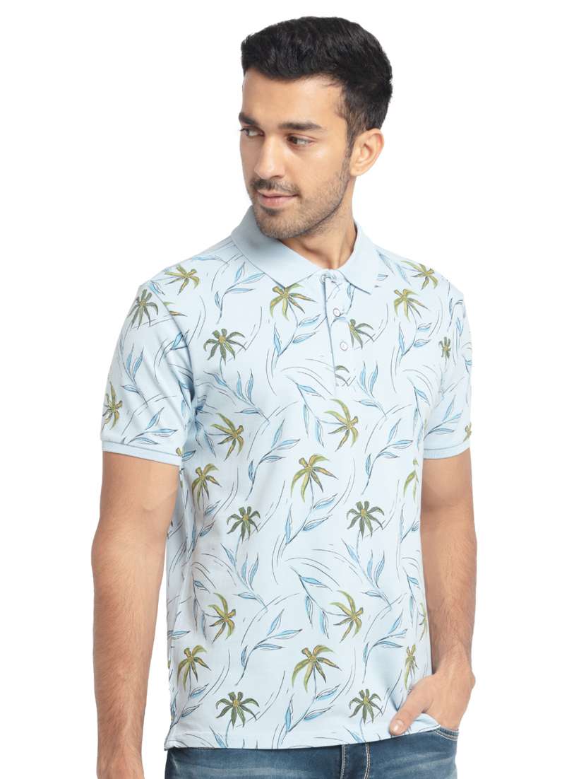 light blue printed polo t-shirt - 18418414 -  Standard Image - 1