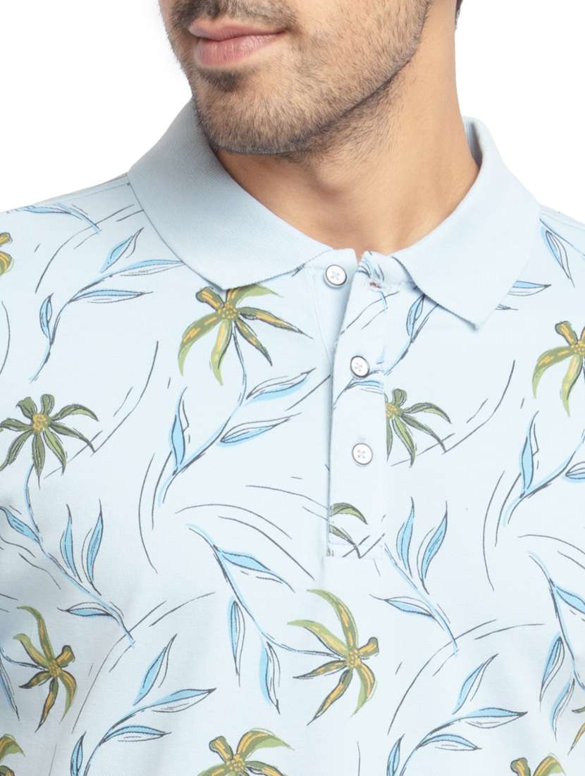light blue printed polo t-shirt - 18418414 - Standard Image - 4