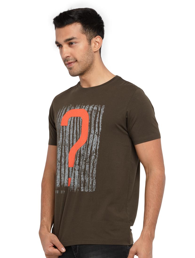 olive-green chest-printed t-shirt - 18418428 - Standard Image - 1