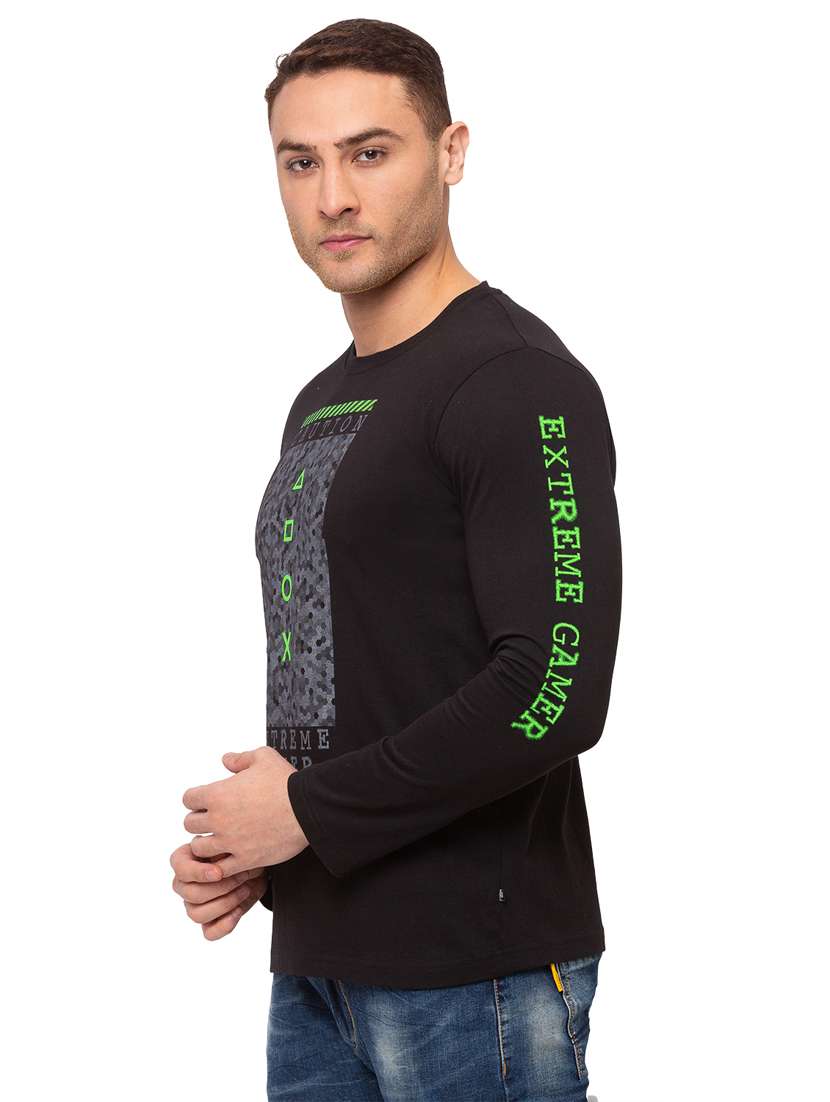 black chest-printed t-shirt - 18418440 -  Standard Image - 1