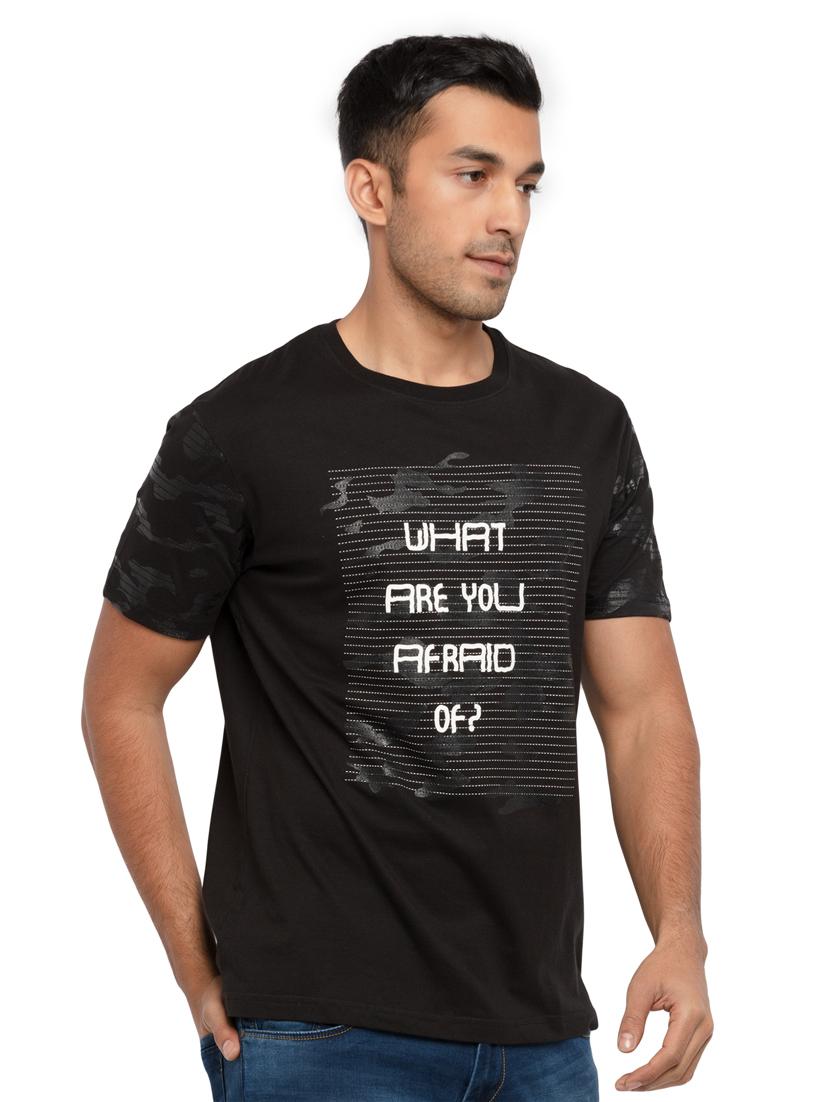 black chest-printed t-shirt - 18418443 - Standard Image - 1