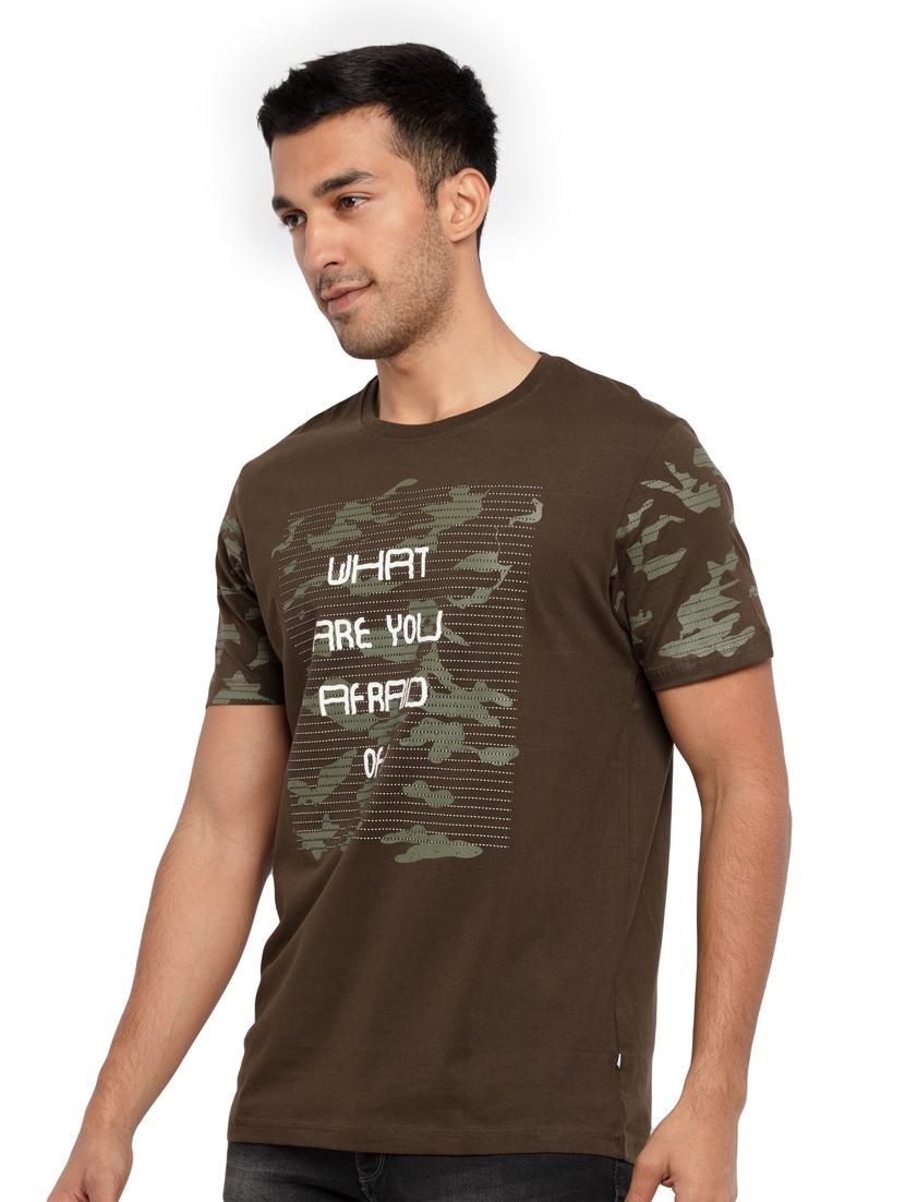 olive-green chest-printed t-shirt - 18418444 - Standard Image - 1