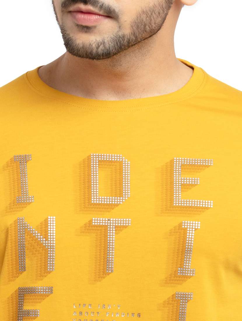 yellow chest-printed t-shirt - 18418456 - Standard Image - 4