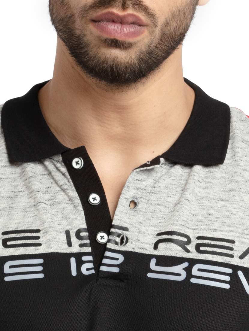 black printed polo t-shirt - 18418479 -  Standard Image - 4