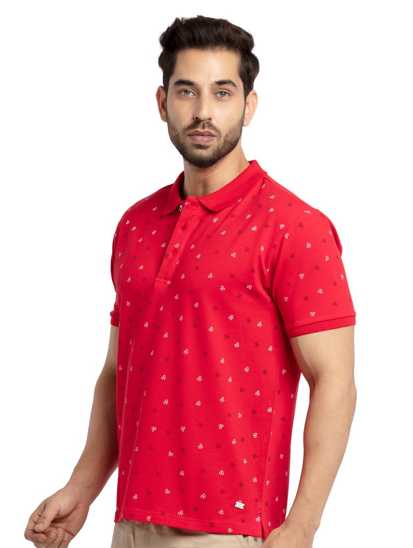 red printed polo t-shirt - 18418481 - Standard Image - 1