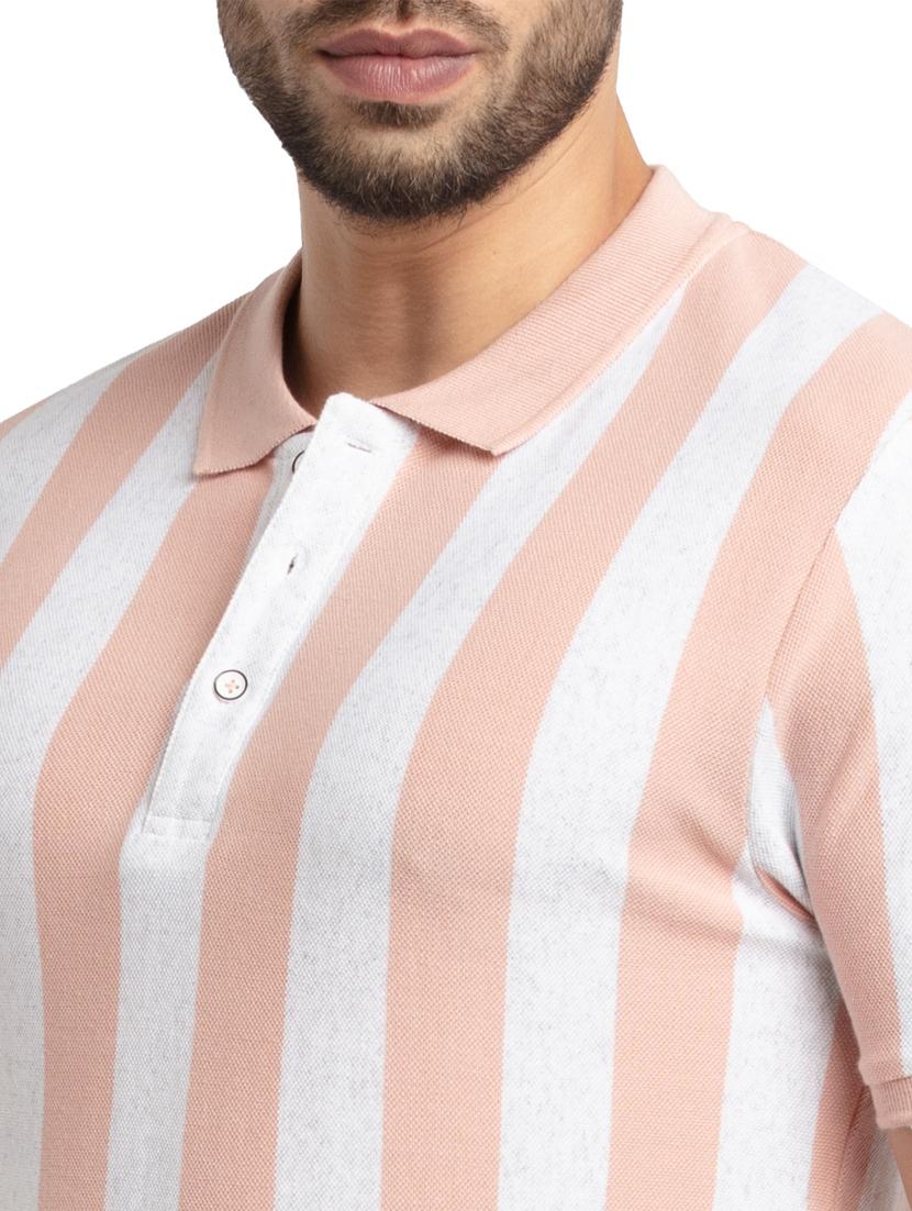 peach striped polo t-shirt - 18418482 - Standard Image - 4