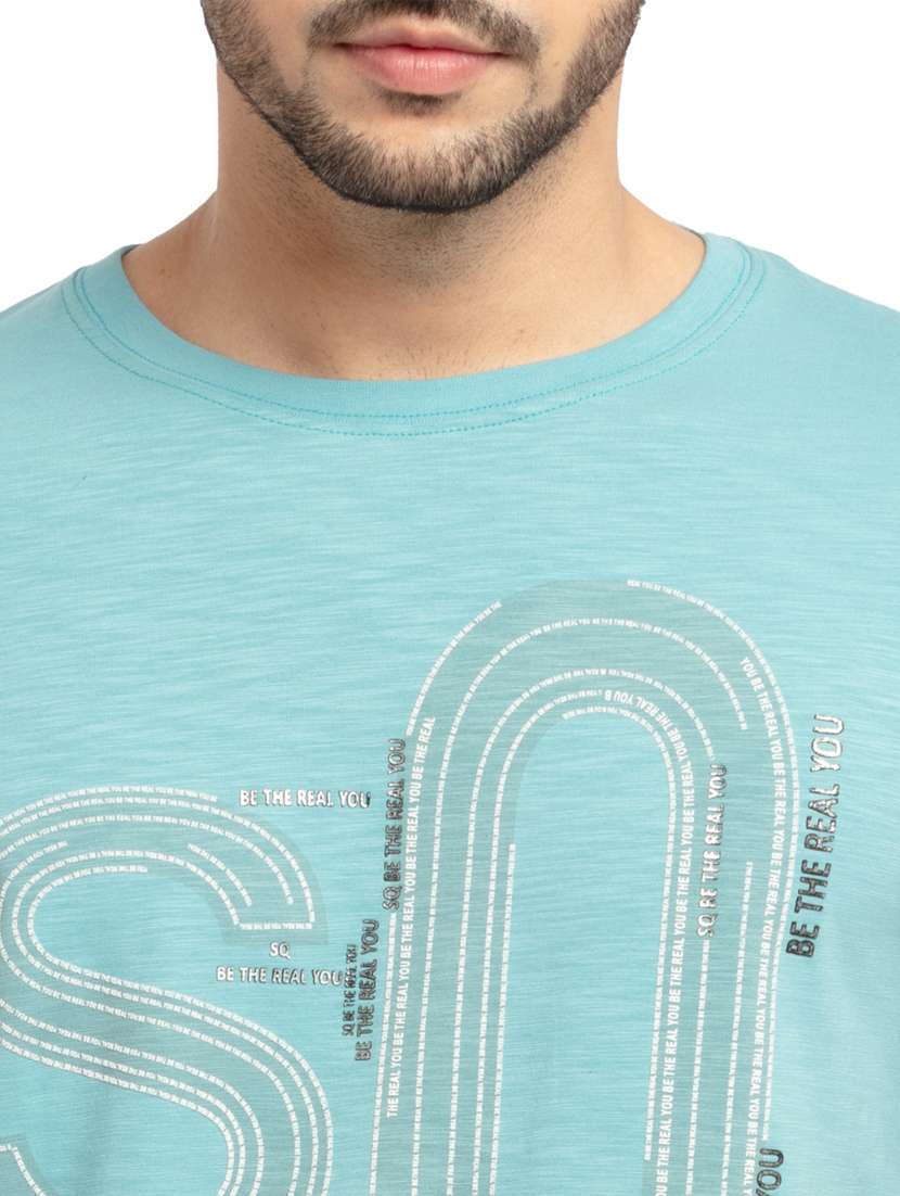 light blue chest-printed t-shirt - 18418489 - Standard Image - 4