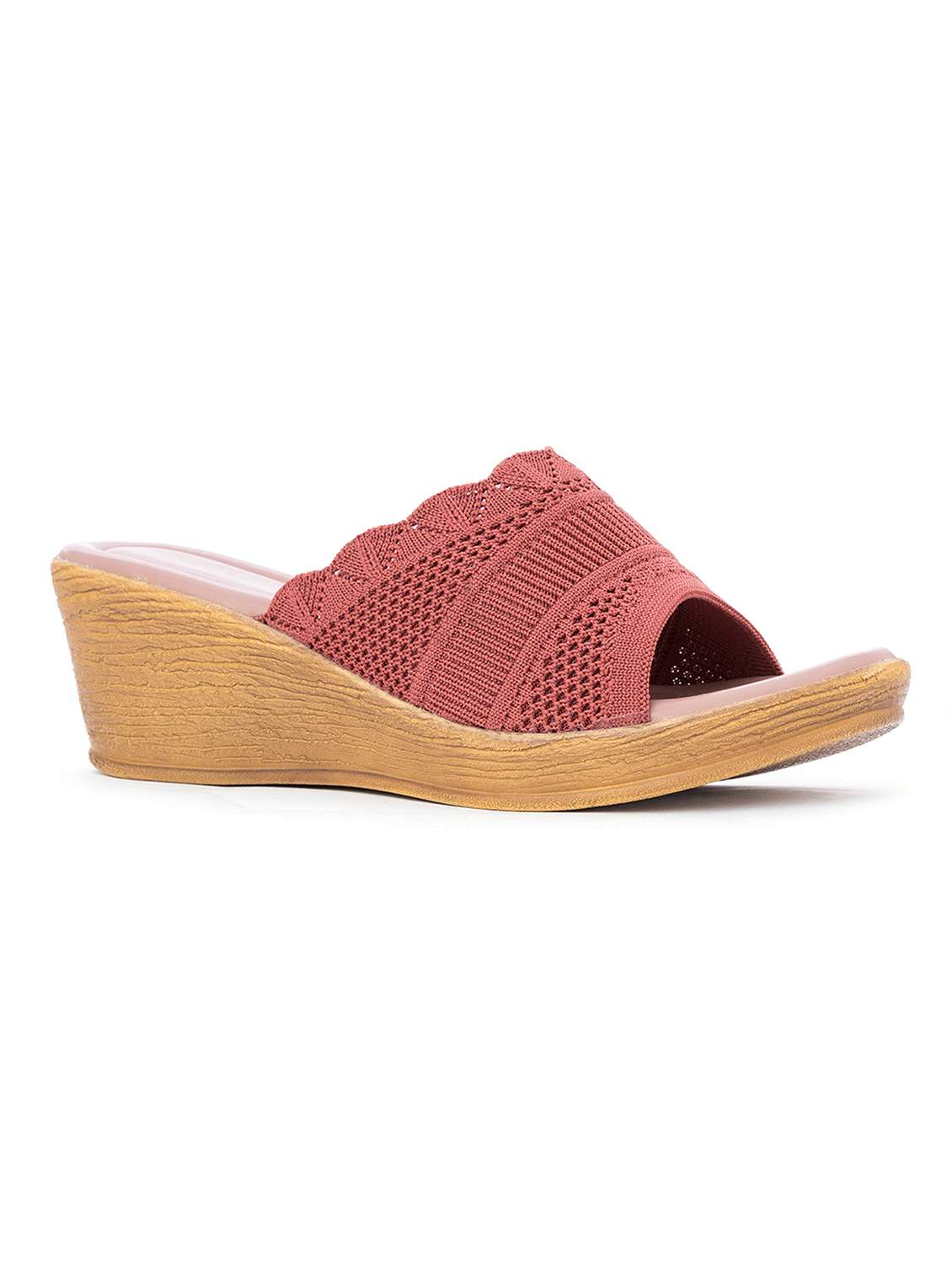 pink fabric slip on sandals
