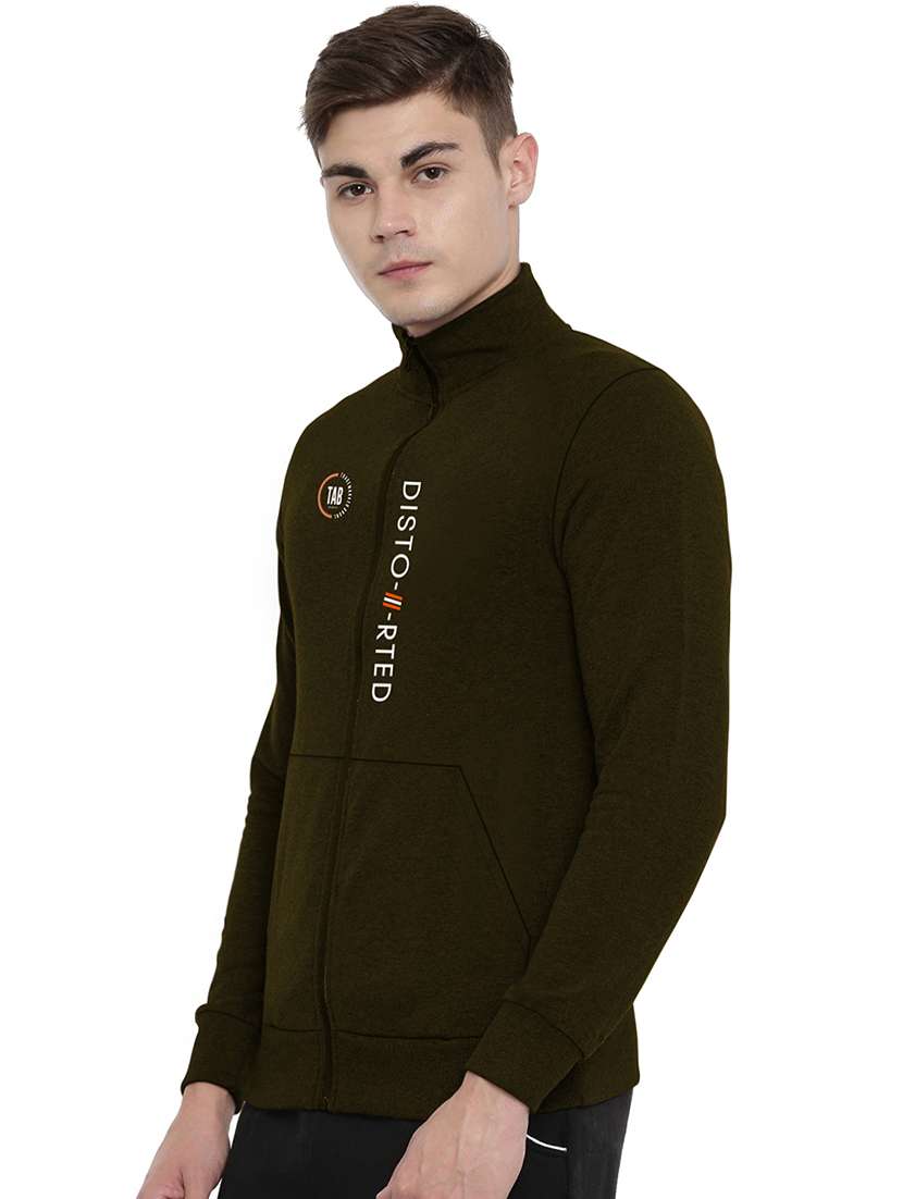 olive green chest print sweatshirt - 18419150 -  Standard Image - 1