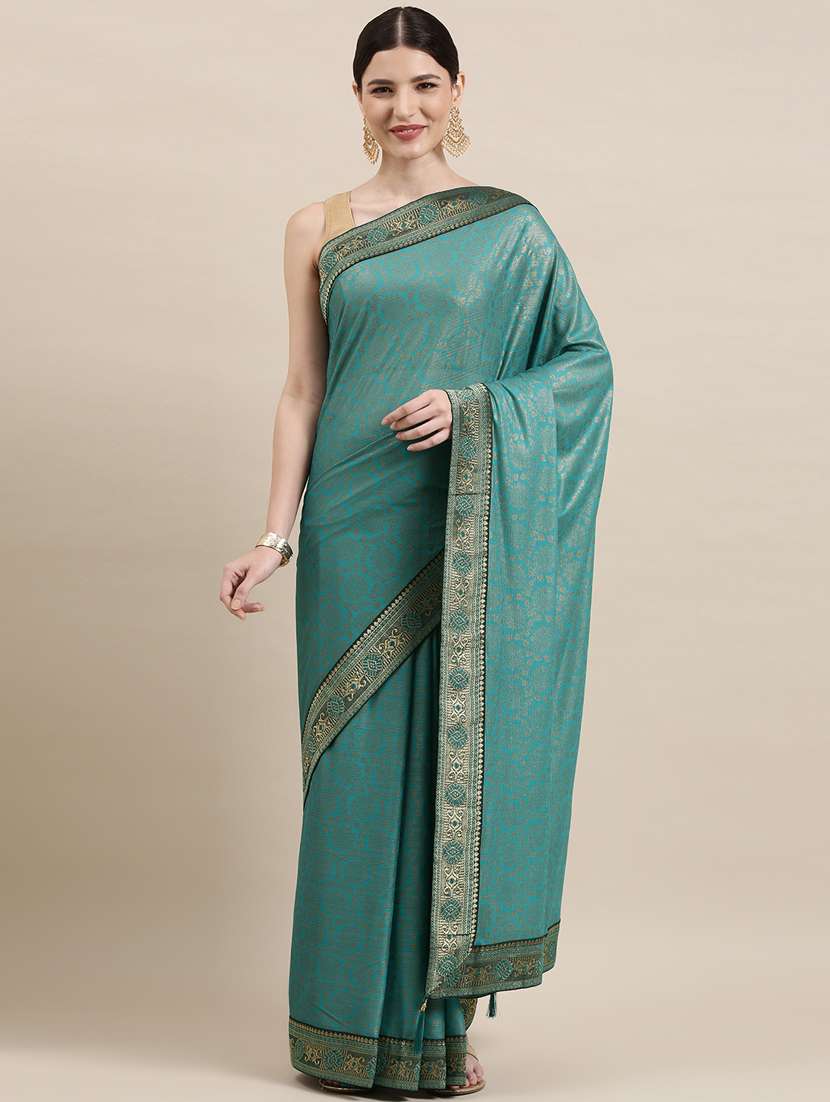 women's bordered green colored saree